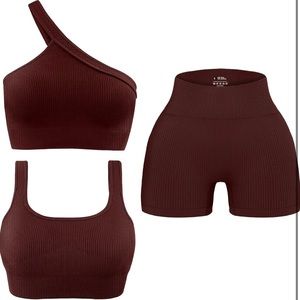 3pc seamless ribbed workout set